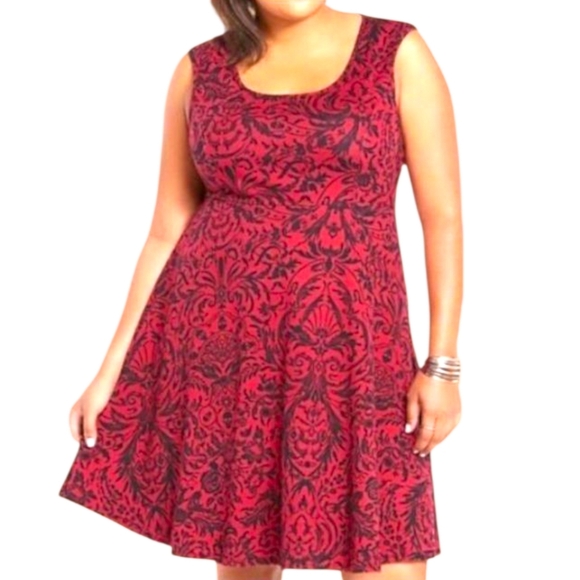 TORRID Plus Size Burgundy Paisley Skull Sleeveless Midi Skater Dress 4X - Picture 10 of 14